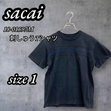레어! 완판템! sacai 사카이 18-01597M 자수 T셔츠 네이비