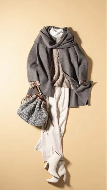 [띠어리 럭스] 21AW 캐시미어 혼방 리버 코트 노카라 머플러 세트