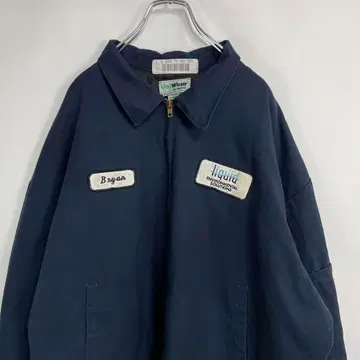 Uni Wear 90s 기업 로고 와펜 워크 자켓 블루종 3XL