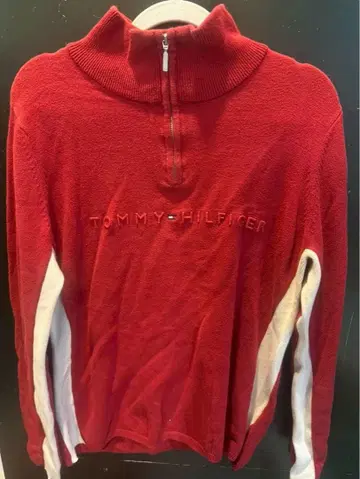 TOMMY HILFIGER 빨간색 하프 지퍼 트레이닝복