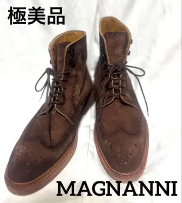MAGNANNI 브라운 스웨이드 하이컷 부츠 윙팁