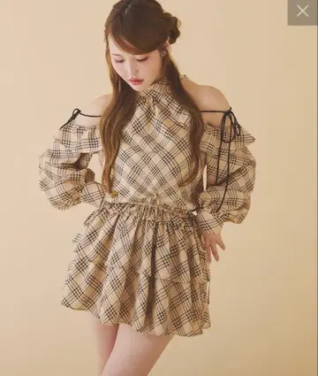 NICE CLAUP 체크 무늬 아메스리 튜닉 원피스