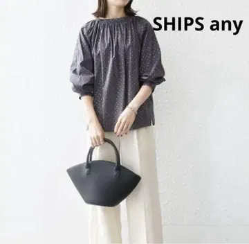 SHIPS any 쉽스에니 도트 블라우스 개더 볼륨