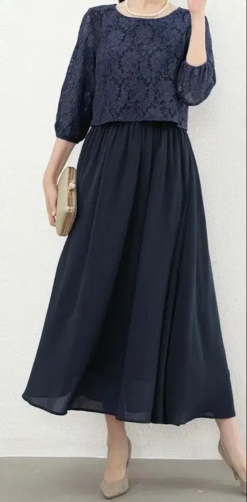 결혼식 경사 드레스 네이비