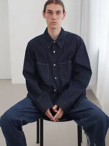 AURALEE 하드 트위스트 라이트 데님 셔츠 블루종