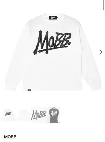 MOBB 로고 프린트 긴팔 T셔츠 화이트