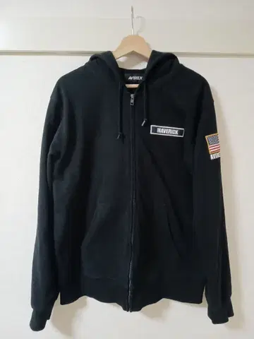 AVIREX 탑건 매버릭 후드 맨투맨 블랙