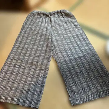 이번 시즌 탄탄 마오 메이드 체크 무늬 와이드 팬츠 허리밴딩