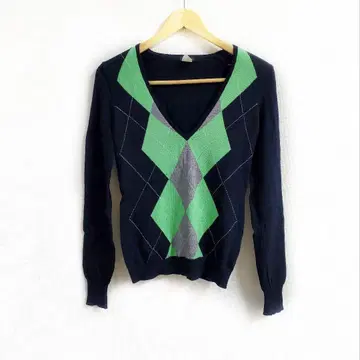 [ J.CREW ] 아가일 무늬 V넥 니트 메리노울