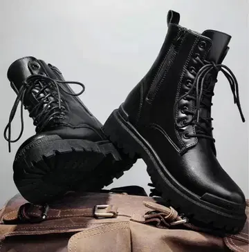 블랙 가죽 부츠 남성용