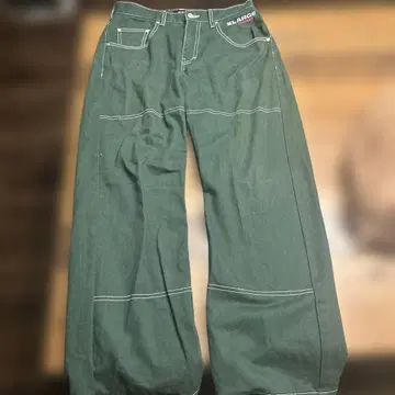 XLARGE 와이드 레그 데님 다크 그린
