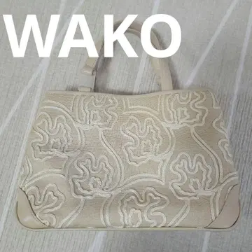 WAKO 자수 디자인 핸드백 베이지