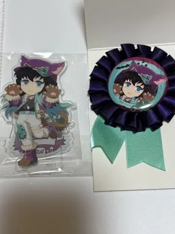 귀멸의 칼날 할로윈 무이치로 아크릴 스탠드 코사지풍 캔뱃지