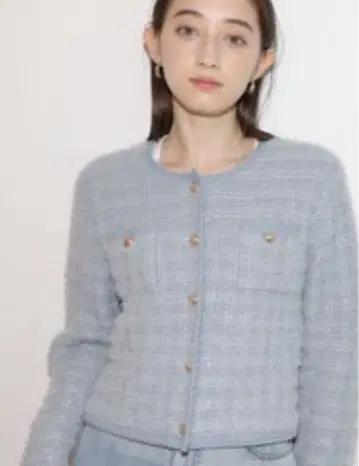 새상품급 Rirandture 샤이니 트위드 니트 자켓 블루 사이즈 2 M