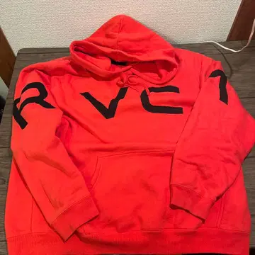 RVCA 빅 로고 자수 후드티 레드