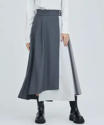 A+TOKYO 컬러 패턴 불규칙 랩스커트