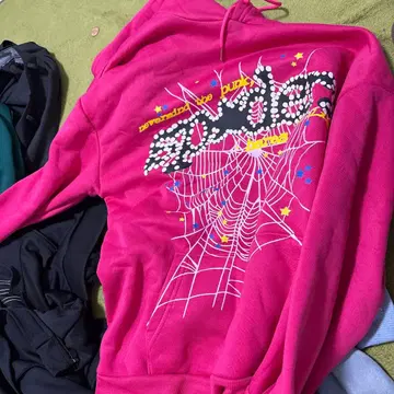 sp5der 후드티 핑크