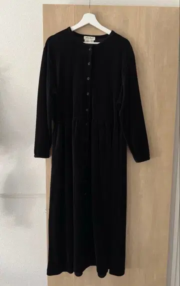 빈티지 블랙 벨로아 롱 원피스