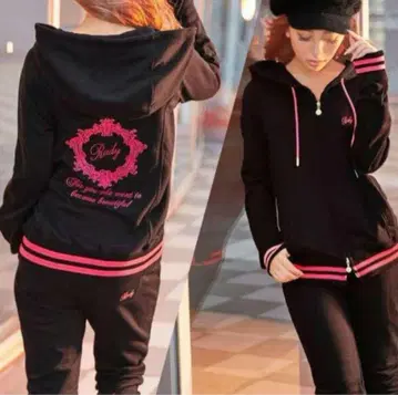 [ 새상품급 ] Rady 레이디 셋업 후드티 자수 골드 지퍼 S