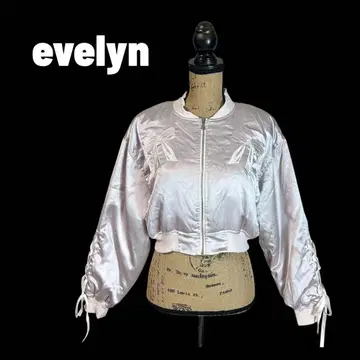 [ evelyn ] 숏 새틴 MA-1 블루종 광택 리본 자수 충전솜 핑크