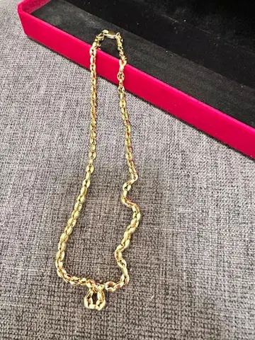 유품 정리 목걸이 여성용 골드 컬러 50cm 32g