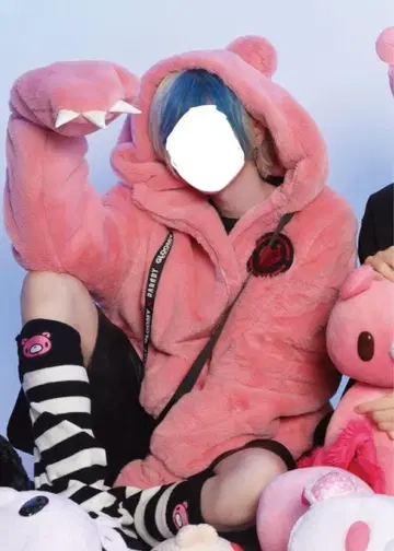 그루~미 그루미 퍼 블루종 SPINNS 핑크 후드티