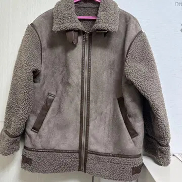 브라운 쉘파 소재 점퍼
