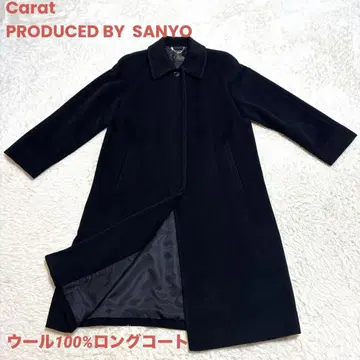 캐럿Carat 울 100% 블랙 롱 코트