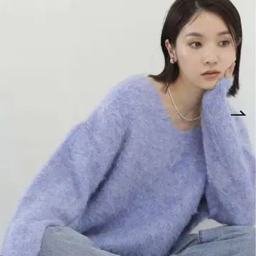 NATURAL BEAUTY BASIC 기모 니트 풀오버 블루