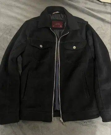 ZARA 스웨이드 가죽 자켓 블랙