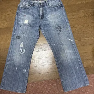 라이트 블루 데미지 데님 청바지 34