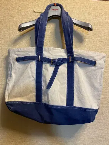 대용량 화이트 네이비 토트백