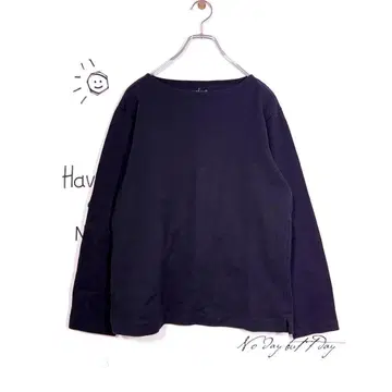 무인양품 보트넥 긴팔T셔츠 맨투맨 L 블랙 심플
