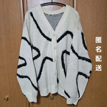 gossara 고사라 라인 자카드 V넥 가디건 아이보리 F