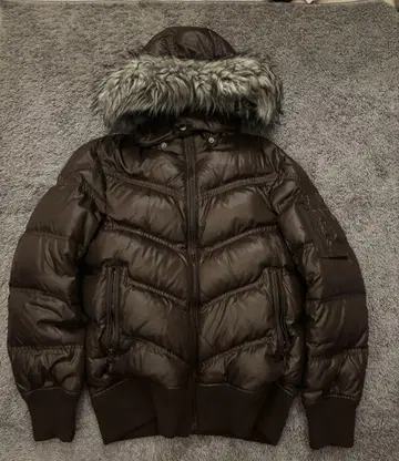 퍼 후드 다운 자켓 브라운 y2k 그런지 갸루 헤이세이