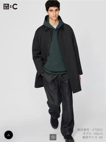 UNIQLO C 턱 스트레이트 팬츠/데님 W73 블랙