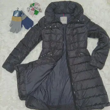 MONCLER 블랙 다운 롱 코트 1 후드 부착 지퍼