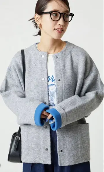 FREAK'S STORE 안쪽 배색 스냅 니트 가디건