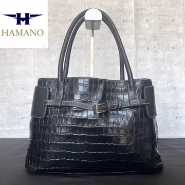 [ 미사용급 ] HAMANO 하마노 가죽 공예 악어 엠보싱 블랙 핸드백