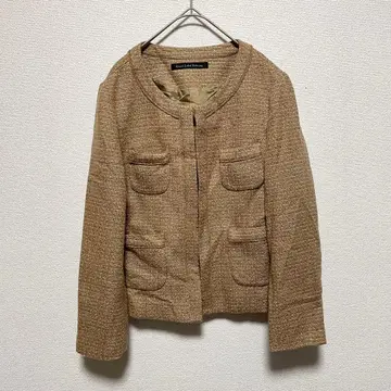 Green Label Relaxing 트위드 노카라 자켓 베이지