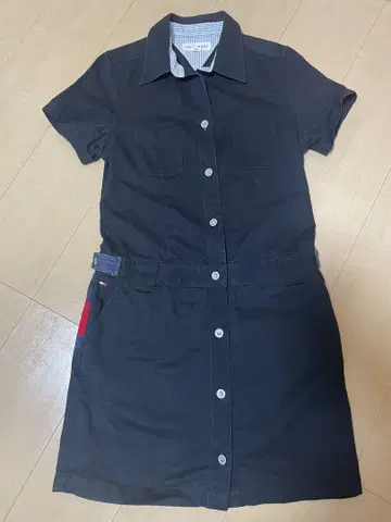 TOMMY GIRL 토미걸 블랙 반팔 원피스 M 여성용 무릎 기장