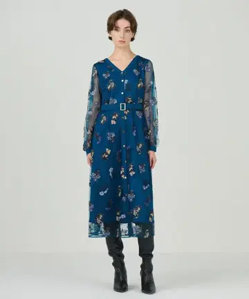 튤 플라워 자수 원피스