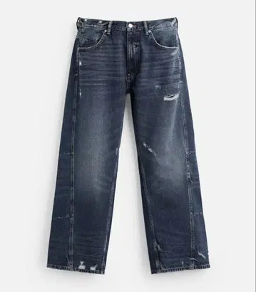 ZARA 남성용 심 디테일 배기 데님 팬츠 청바지