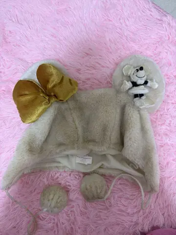 미키 귀도리 모자 골드 리본 포함