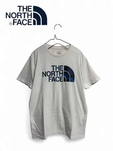 THE NORTH FACE 카모 패턴 로고 프린트 다크 블루 T셔츠 M