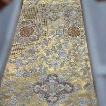 금실 꽃무늬 자수 순수 실크 후쿠로 오비