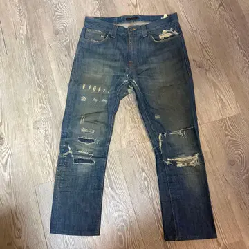 데미지 데님 팬츠 누디진