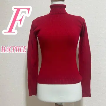 MACPHEE 맥피 레드 니트 터틀넥 리브 울 100%