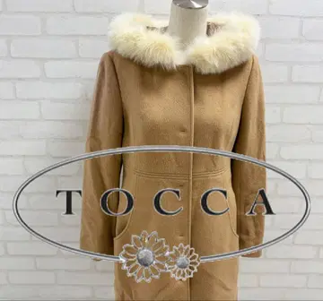 새상품급 TOCCA 베이지 울 코트 퍼 포함 (폭스) 일본제