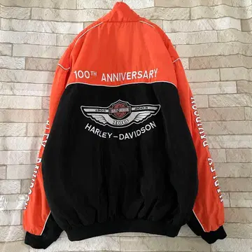 할리데이비슨 패딩 자켓 나일론 자수 블랙 오렌지 2XL